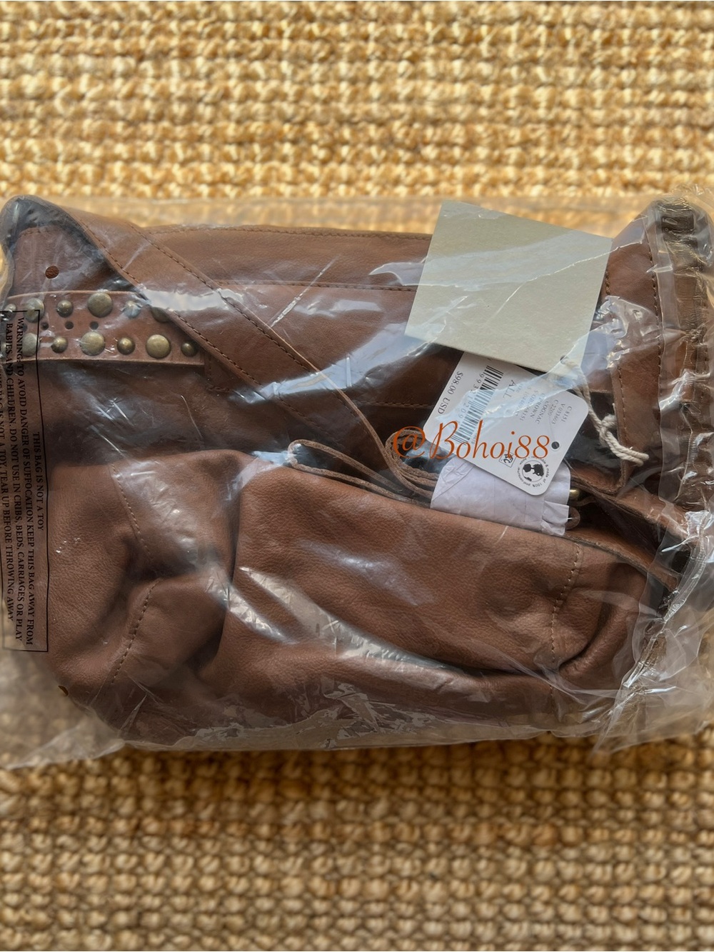 NWT Free People Embellished Belt Bucket Crossbody Bag Leather Studded - Picture 8 of 14